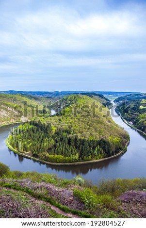 Saar loop at Mettlach. A famous view point. Royalty-Free Stock Photo #192804527