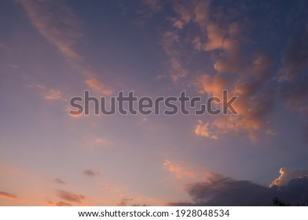 picture of violet and pink clouds in evening.