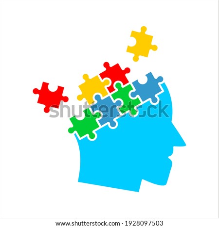 Colorful simple Head Puzzle Mind Design For Education Industry. idea concept vector icon on white background. color editable