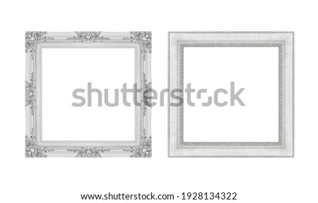 The antique gray frame or silver frame isolated on white background , clipping path included.