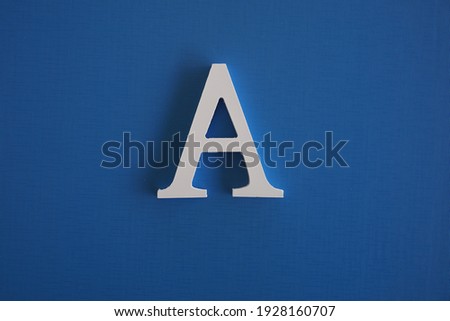 Alphabet A on blue background