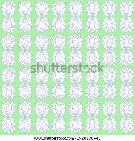 Vector illustration, Pattern with decorative flowers on a green background