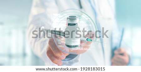 View of a Doctor touching a vaccine concept - 3d rendering