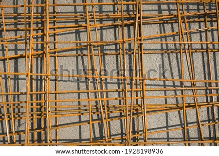 Industrial background. Rebar texture. Rusty rebar for concrete pouring