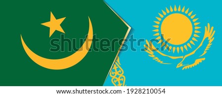 Mauritania and Kazakhstan flags, two vector flags symbol of relationship or confrontation.