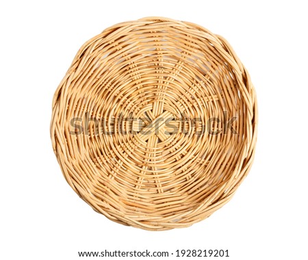 Empty Basket, Wicker baskets, Bamboo basket on white background. Top view. Royalty-Free Stock Photo #1928219201