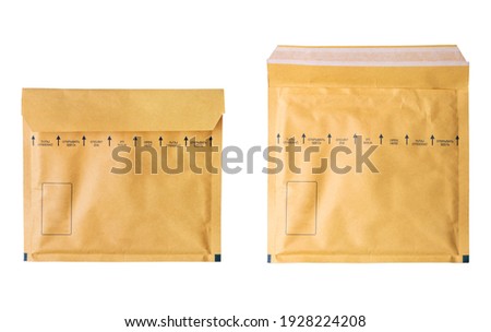 Two yellow document envelope isolated on white background