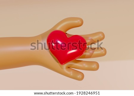 Stylized Cartoon 3D Rendering Give Heart Hand