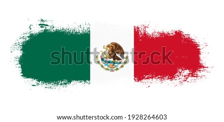 Stain brush stroke flag of Mexico country with abstract banner concept background