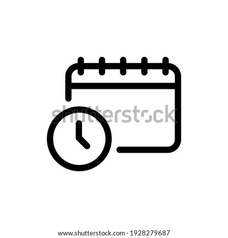 Calendar and clock icon. Time and date symbol. Outline vector illustration Royalty-Free Stock Photo #1928279687