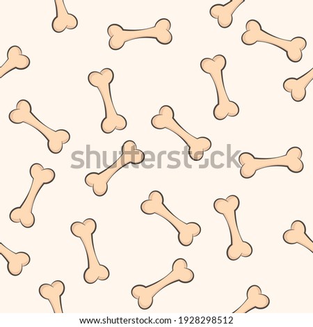 Vector seamless pattern with the image of bones for a dog. Background with snacks for dogs.