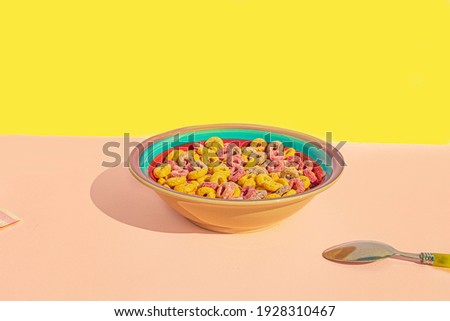 Funny breakfast with cereals with milk