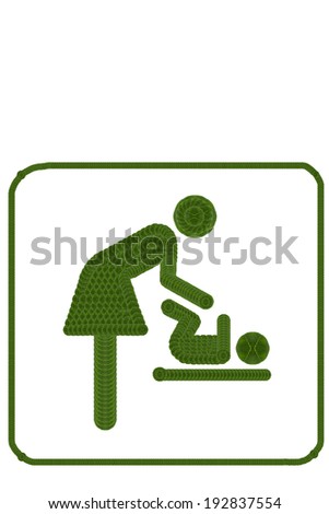 symbol for women and baby , baby changing.(Create from leaf cutting)