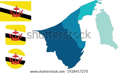 Map and flag of Brunei