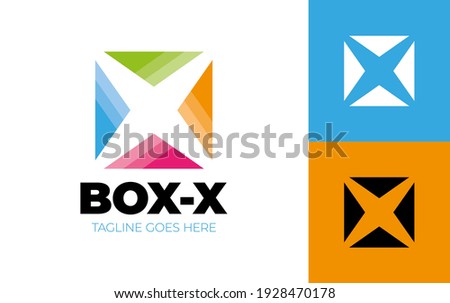 Letter X logo, Square shape symbol, digital square sport colorful vector logotype