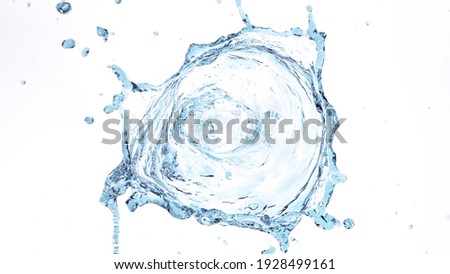 Splashes of water in the form of a swirling vortex, isolated on white background