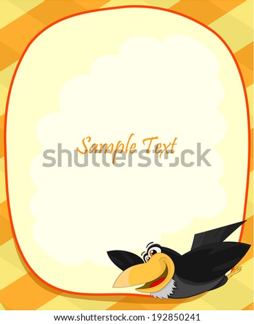 Cute cartoon raven with frame 