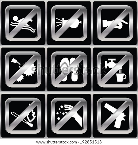 Set of icons with prohibiting different designations Royalty-Free Stock Photo #192851513