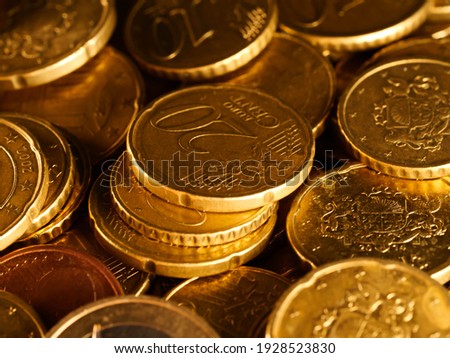 European money, full screen pile of euro assorted coins
