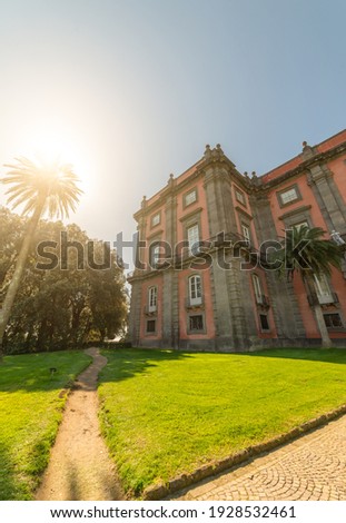 Exterior of Royal Palace in Capodimonte park designed by the architect in 1734 by Ferdinando Sanfelice Royalty-Free Stock Photo #1928532461