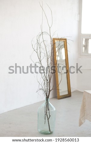 tree branches in a vase in the interior