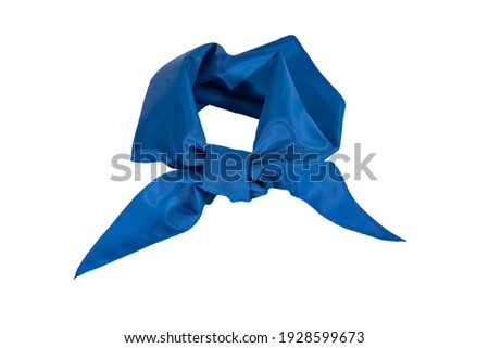 Silk scarf or blue tie isolate on white background close-up. Royalty-Free Stock Photo #1928599673