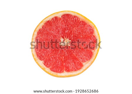 Sliced grapefruit isolated on white background. Fruit section Royalty-Free Stock Photo #1928652686