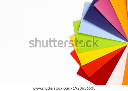 colored catalog. Color Sample Stock Photo. Close-Up Of Color Sample Against White Background.