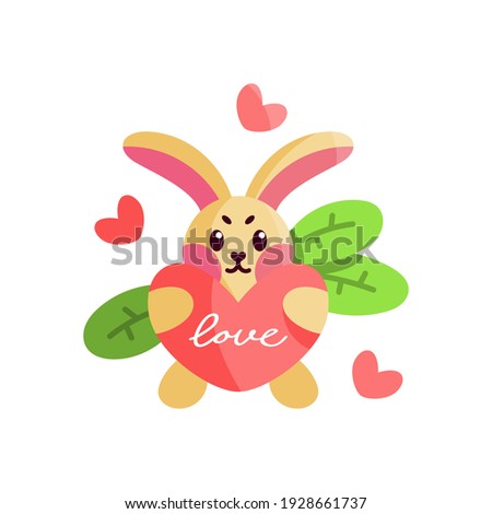 Bunny with love heart. Valentines day - VEctor