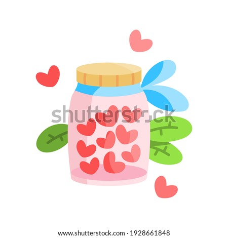 Hearts in a jar. Valentines day - Vector illustration