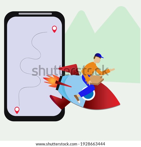  free fast delivery concept, vector illustration. delivery of goods during the coronavirus, safe shopping, self-isolation services, online ordering, stay at home