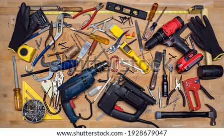 Power and Hand Tools Miscellaneous for Puzzle Template Royalty-Free Stock Photo #1928679047