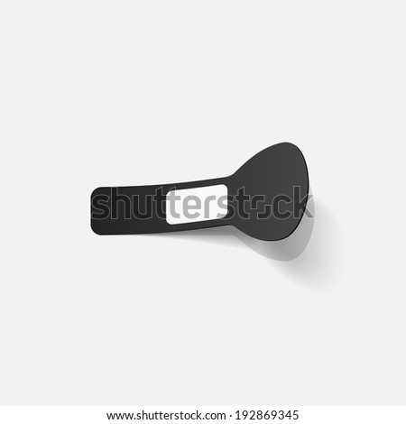 Realistic paper sticker: brush for makeup. Isolated illustration icon