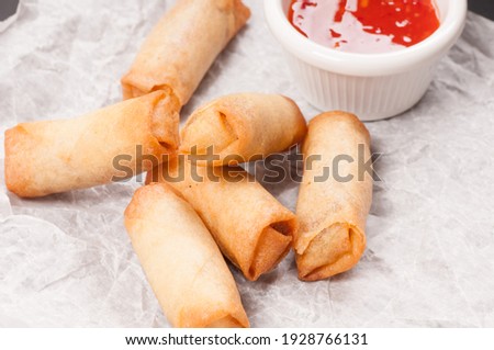 spring rolls or egg rolls stuffed with vegetables stock photo