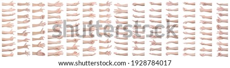 Super set of man hands gestures isolated on white background. with clipping path. Royalty-Free Stock Photo #1928784017
