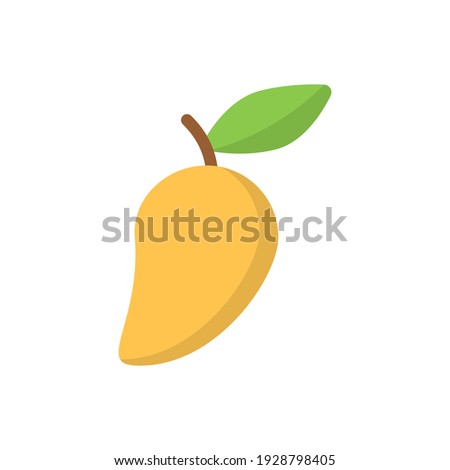 The design of the mango fruit and vegetables flat icon vector illustration, this vector is suitable for icons, logos, illustrations, stickers, books, covers, etc.