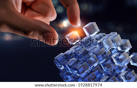 Glowing cubes. Innovation and creativity concept