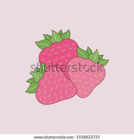 Strawberry colored line icon, doodle fresh fruits vector illustration 