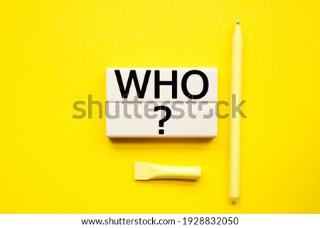 WHO text on the cubes. yellow pen on a yellow background. a bright solution for business, financial, marketing concept. Copy space