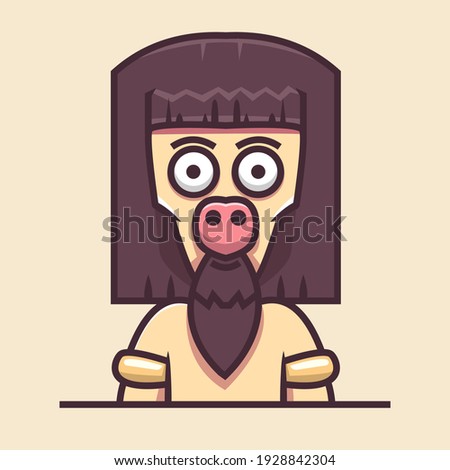 bearded human character illustration, colorful vector mascot design