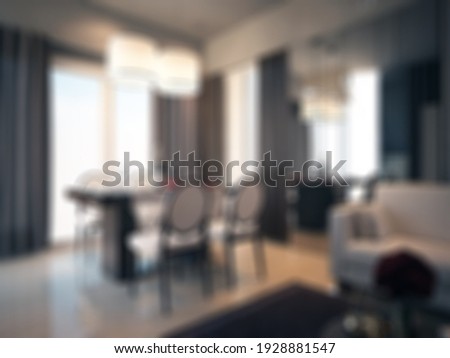 Defocused and Blur Photo of Modern and Luxury Dining Room Interior Design