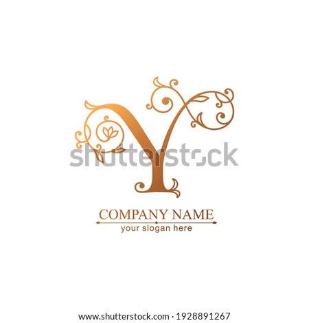 Letter Y logo template. Monnogram, delicate floral design. Personal logo. Vector design.