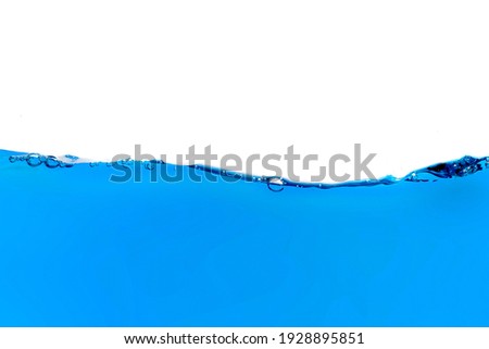 Clear water in a square glass like a sea or a separate aquarium on a white background.
