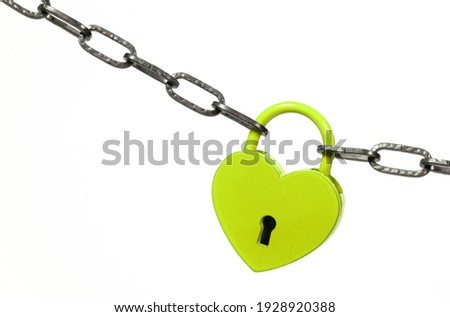 Lock of love - Green heart lock and chain