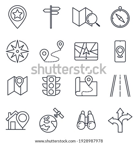 Set of Navigation icon. location, GPS elements pack symbol template for graphic and web design collection logo vector illustration Royalty-Free Stock Photo #1928987978