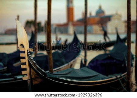 detail shot with gondola in Venice, Italy.