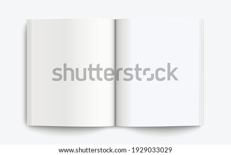 Realistic mockup book: Blank open book with shadows isolated on light background. Vector illustration EPS10	