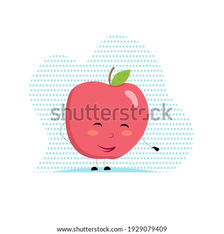 
Red apple icon with face, arms and legs. Vector illustration in cartoon style isolated on background, flat design. Cute fruit laughs