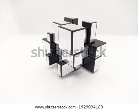 3D brain teaser on white background side view