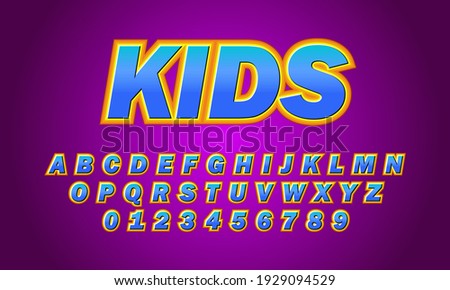 text effect kids font alphabet